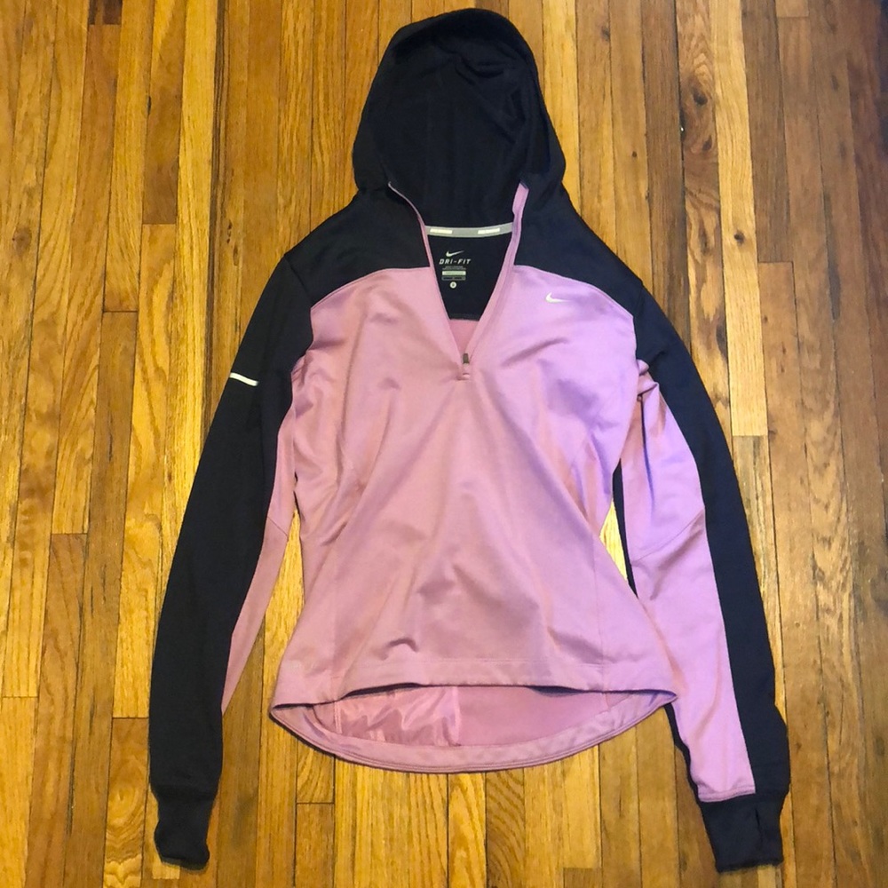 Hooded purple Nike Dri-Fit 1/4 zip-up